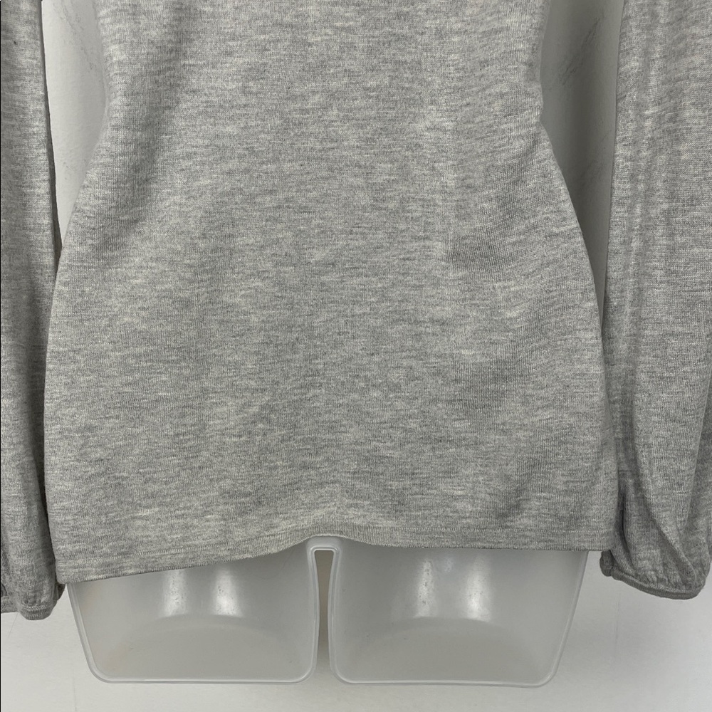 White House Black Market Silk Cashmere Gray Babydoll Smocked Women L V Neck Top - Picture 5 of 7